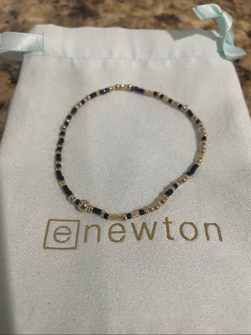 eNewton Black and Gold Beaded Stretch Bracelet